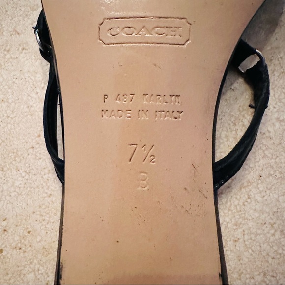 Coach Sandals size 7 1/2 B. 2 1/2” heels. Black leather. Made in Italy - Picture 8 of 11